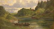 Johan Fredrik Krouthen Woman and Boat oil on canvas